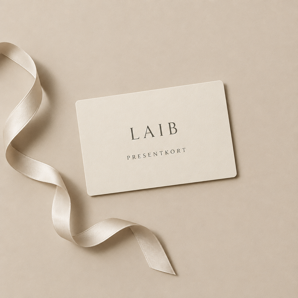 Digitalt LAIB presentkort på en ljus beige bakgrund